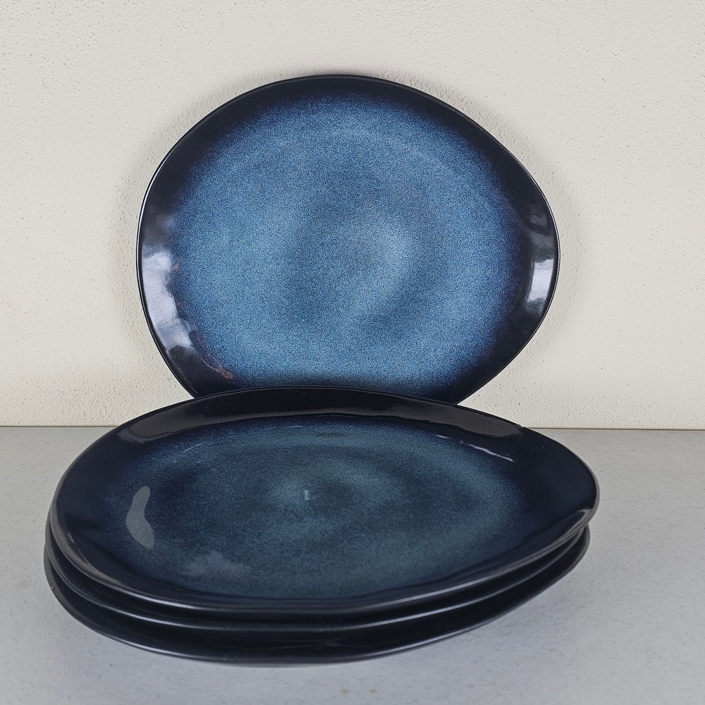 4‎ Gibson Elite Black Reactive Blue Salad Plates